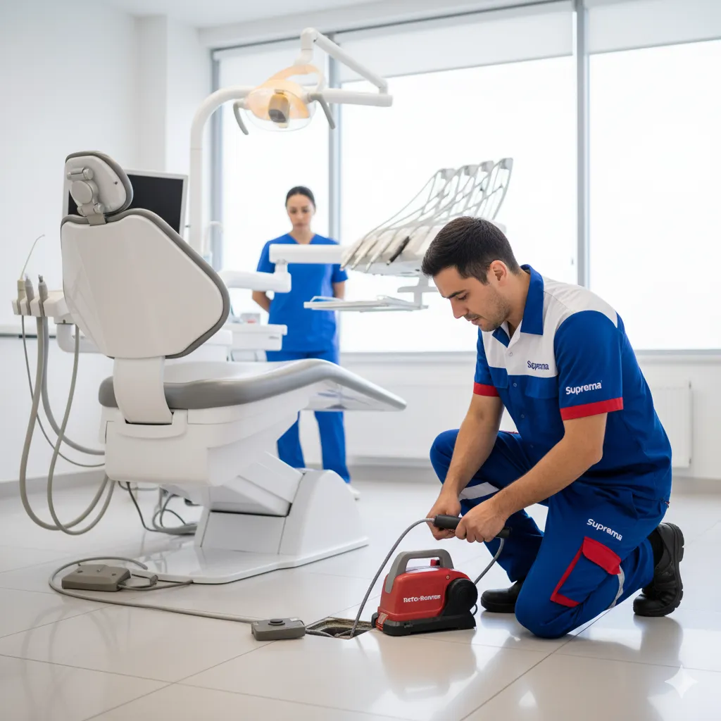 Desentupimento da linha de sucção de cadeira odontológica em consultório em Curitiba em atendimento de desentupimento em bar